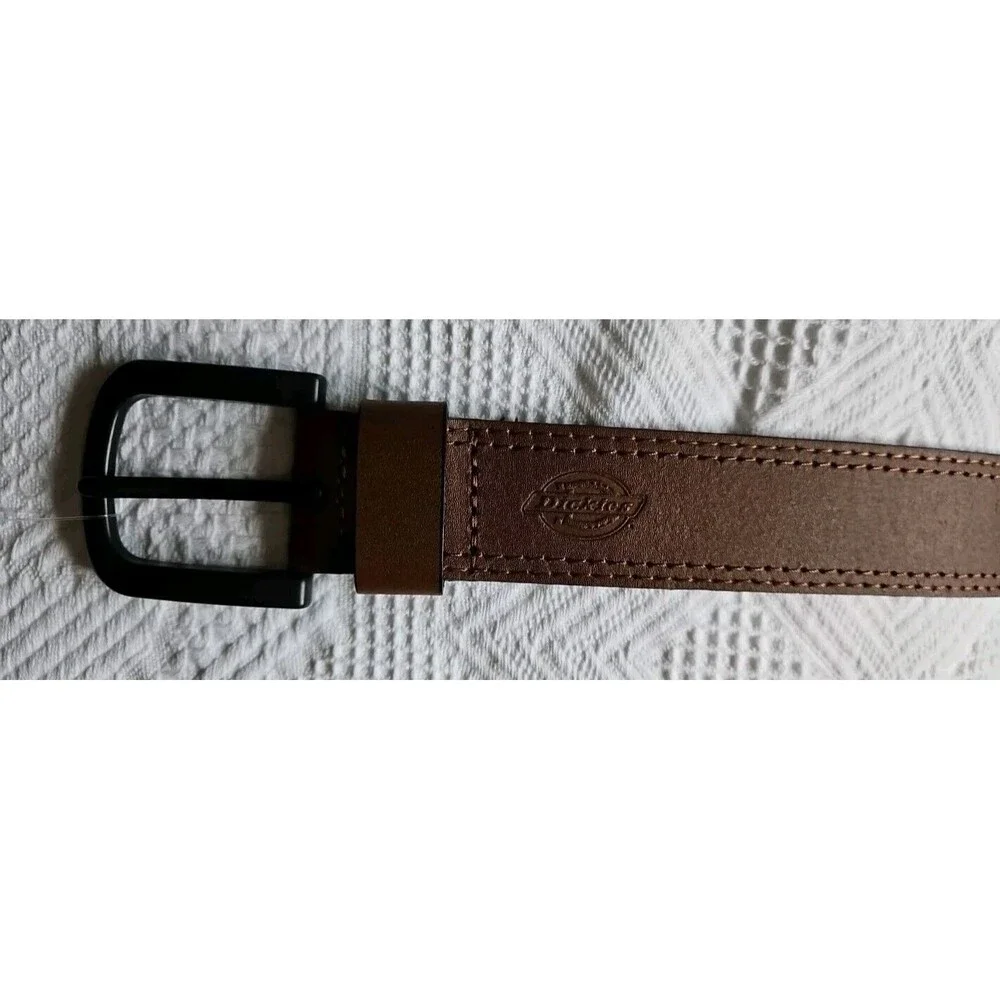 NEW DICKIES Adjustable Brown Leather Black Brass Buckle Sz 46